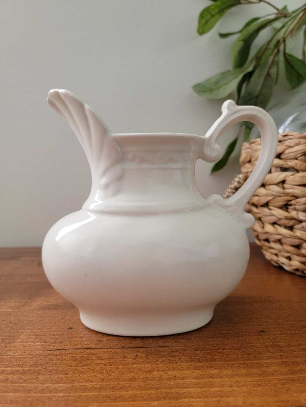 Vintage Redwing Ceramic Pitcher Art Nouveau Number 737 Cream & Aqua Blue